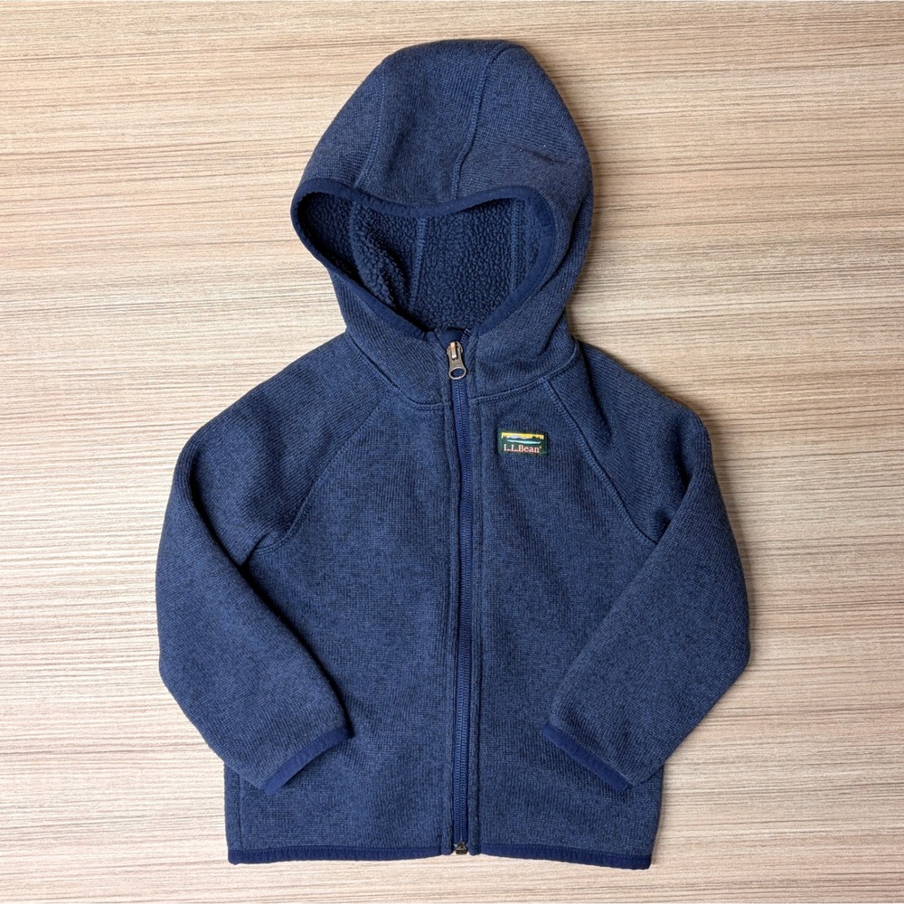 L.L.Bean Toddler Sweater Fleece Hooded Full Zip Jacket Blue 2T Gorpcore Outdoors